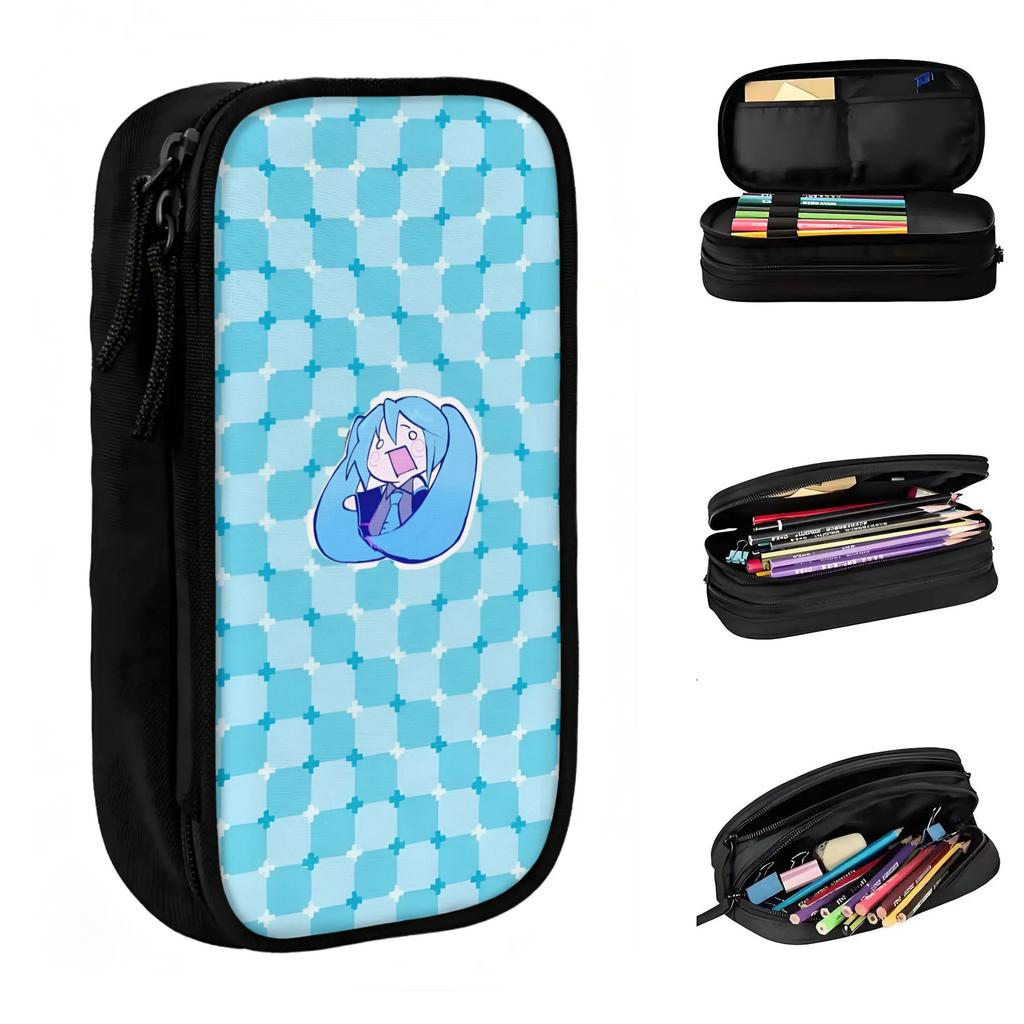 Custom H-Hatsuned M-Mikus Cartoons Mangas Kawaii Pencil Cases Boys Girls Big Capacity Pencil Box Students Stationery