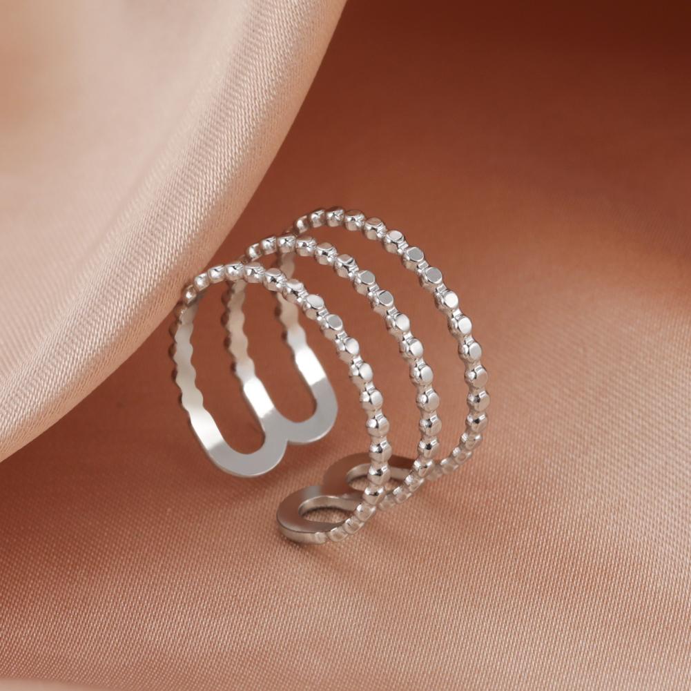Stainless Steel Women Rings Geometric Heart Aesthetic Adjustable Open Finger Ring Fashion Party Jewelry Gifts