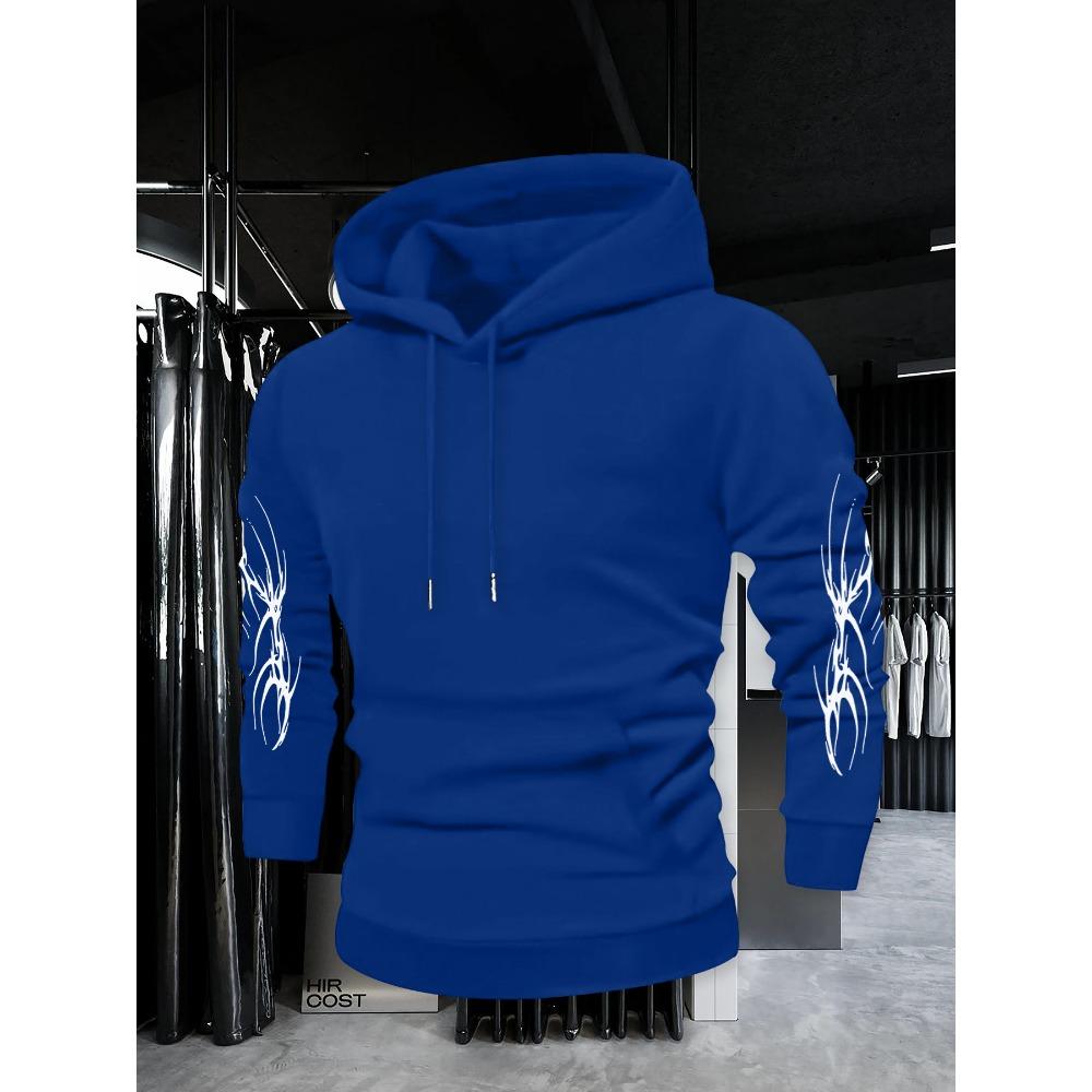 Autumn and Winter Men's Retro Style Fashion Designer Street Wear Printed Dark Gothic Hooded Sweatshirt, Suitable for Daily Street Fashion