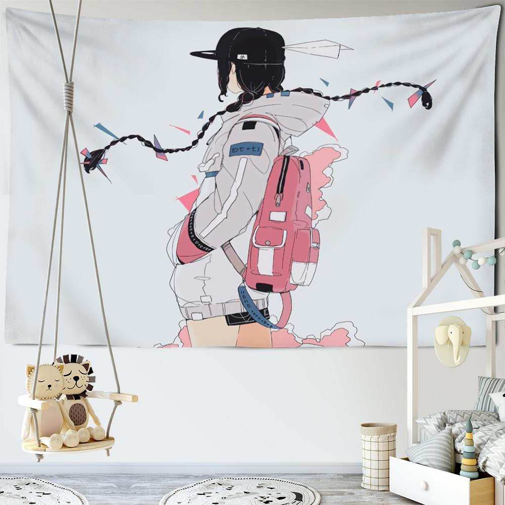 Anime Game Girl Tapestry Wall Hanging Cartoon Cute Kawaii Girl Dormitory Aesthetics Room Hippie Home Decor