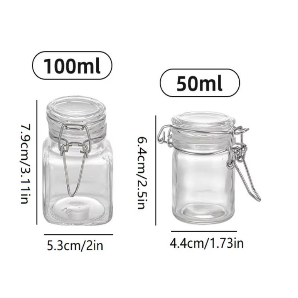 Borcan de sticlă sigilat 50/100ml Capac cu închidere ermetică Sticlă transparentă Sticlă pentru fructe conservate Gura largă Sigiliu cu clips din oțel inoxidabil