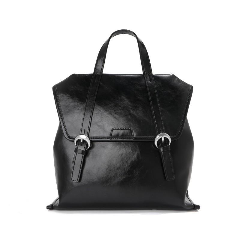 Handbag Women s Genuine Leather Bag Niche Design Single Backpack Cowhide Large Capacity Black Commuter Cross-body 32x12x25cm