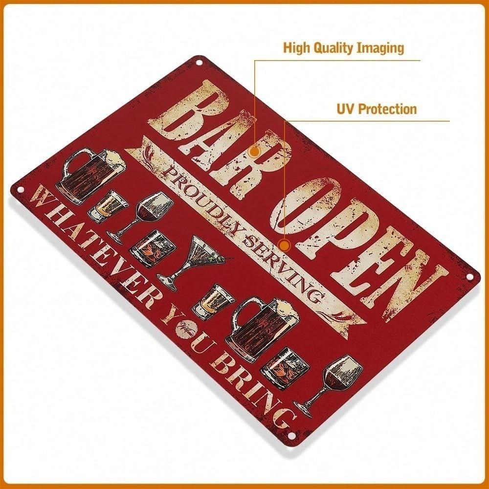 Vintage Red Pub Metal Tin Sign Wall Decor
