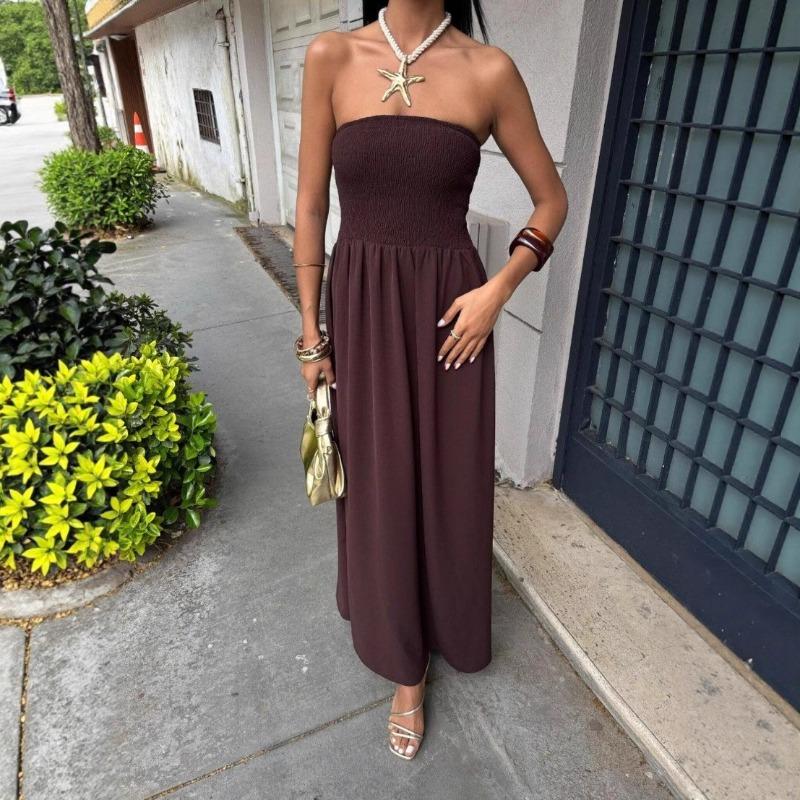 Neu, Sommer Mode einfarbiges One-Shoulder-Schlauchkleid Taille langes Kleid Damen