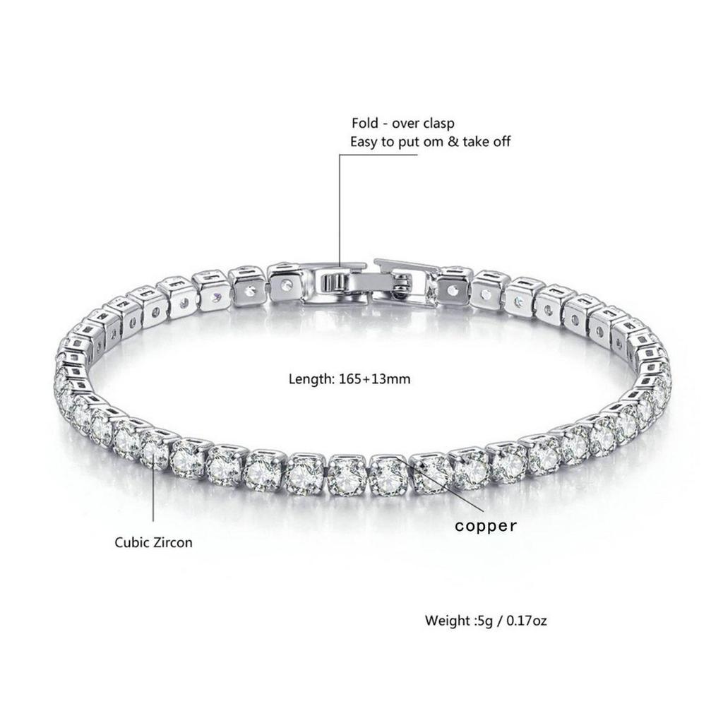 European & American Men's and Women's Hip-Hop Copper Zircon Tennis Bracelet 4.0