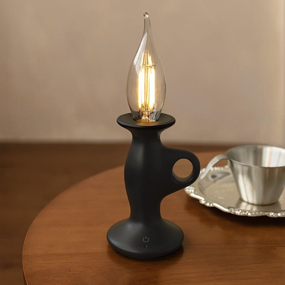 Romantic Retro Table Lamp Dimmable LED Atmosphere Lamp Candle Shape Light  Study