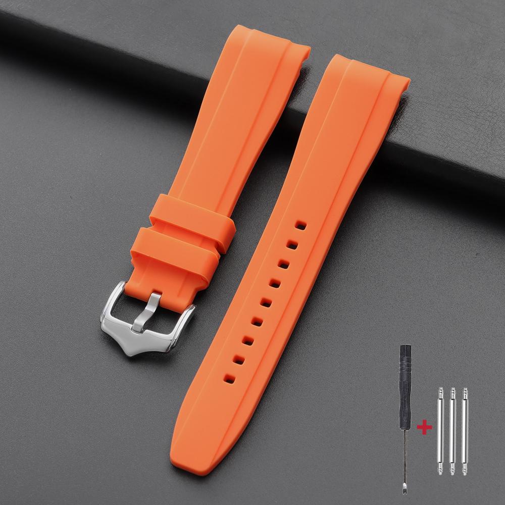Hochwertiges gebogenes Ende 20mm 22mm Kautschukarmband Silikon Uhrenarmband für Omega Moonswatch Armband für Swatch Wasserdichtes Armband