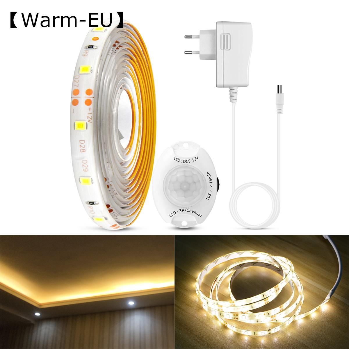 

MALITAI Беспроводное управление светодиодными лентами IP65 Датчик движения Светодиодные лестничные светильники для кухонного шкафа Светодиодные ночные светильники с адаптером вилки европейского стандарта 5M-EU Plug