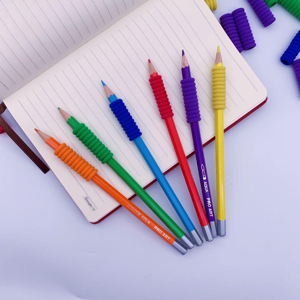 10pcs Ergonomic Writing Aid Grip Sponge Pen Sleeve Hand Protection Anti-slip Pen Grip  Students