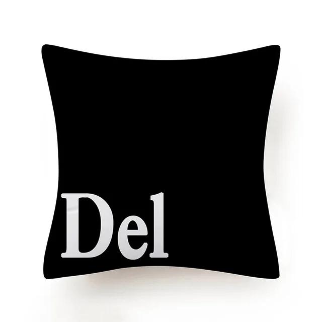 Keyboard Jeanette Alt Del Ctrl Letter Pattern Hug Cushion Cover Black and White Home Decor Home Car Comfort Cushion Cover    ...