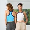 2025 High Elastic Contrast Color Sports Bra – Women's Shockproof Fitness Yoga Vest with Fixed Cups for Autumn/Winter