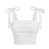 Camisola de mujer con cuello cuadrado sin mangas y tiras de corbata, corte ajustado, estilo callejero, top corto fruncido