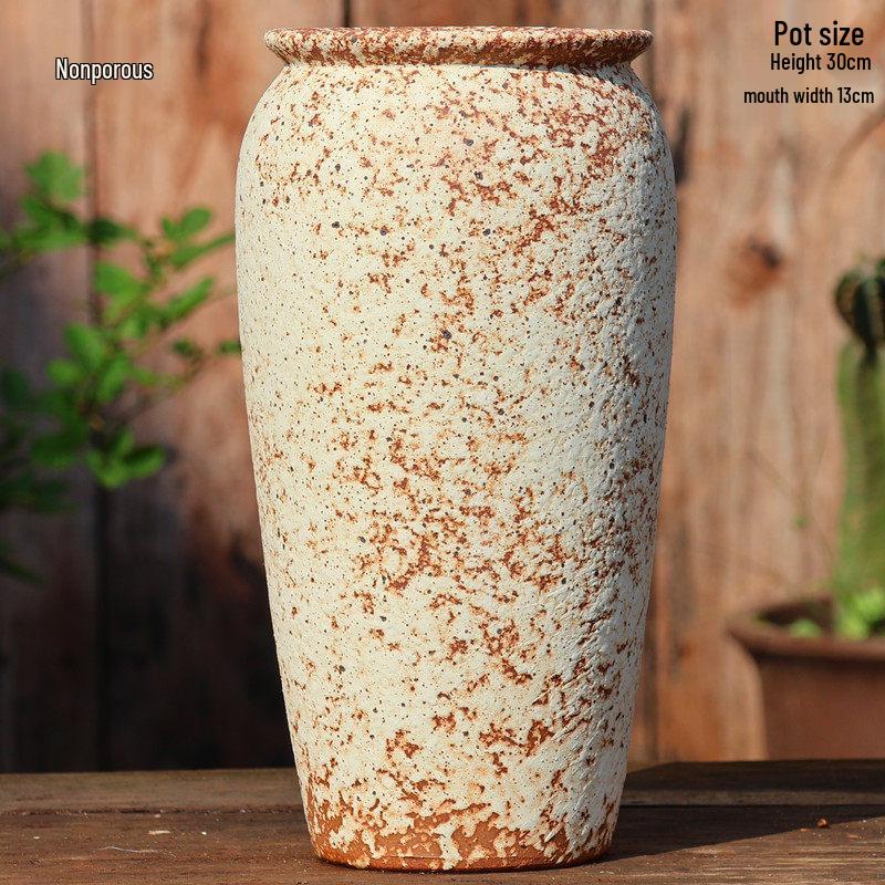 Tall Handmade Retro Chinese Hydroponic Ceramic Vase for Indoor Flower Arranging
