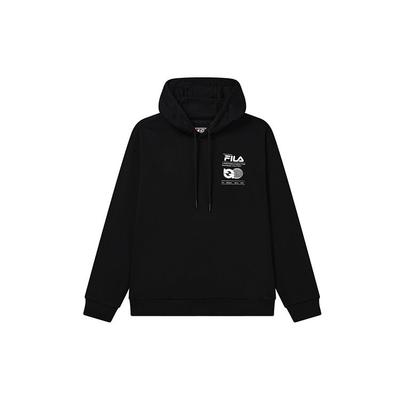 Fila Bluza z kapturem z nadrukiem liter z polaru Męskie bluzy z kapturem Czarna F11M239204F-BK