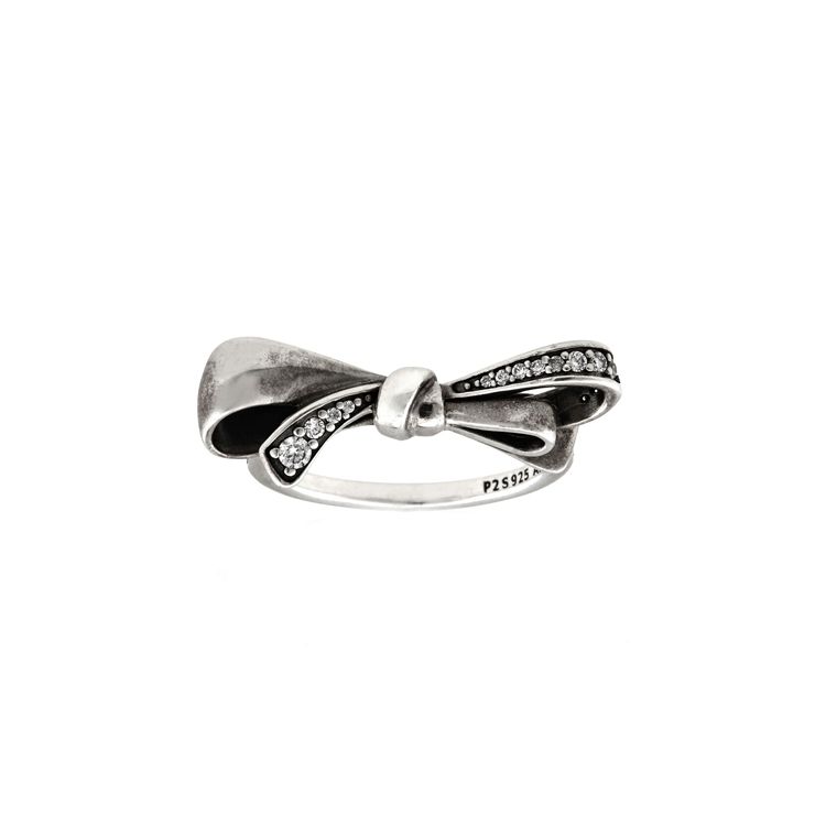 Pandora Exquisite Bow Decoration Sterling Silver Ring Women rings PAN197232CZ54 Box,54