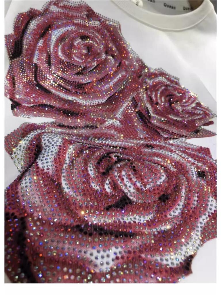 Super Large Rose Diamond Sweater: Heavyweight Slim Round Neck Pullover for Women (2-300 lbs)