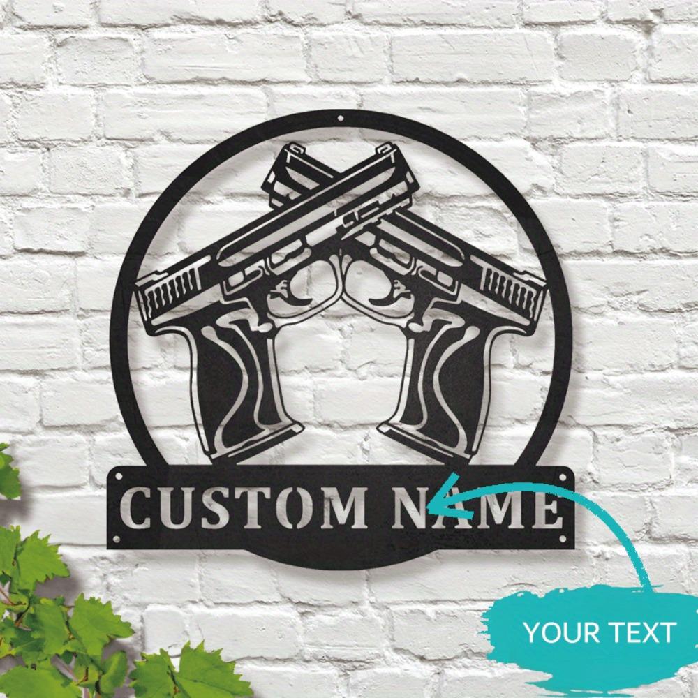 Custom 45 Caliber Pistol Metal Wall Art, Personalized Gun Decor, Modern Hanging Accent.