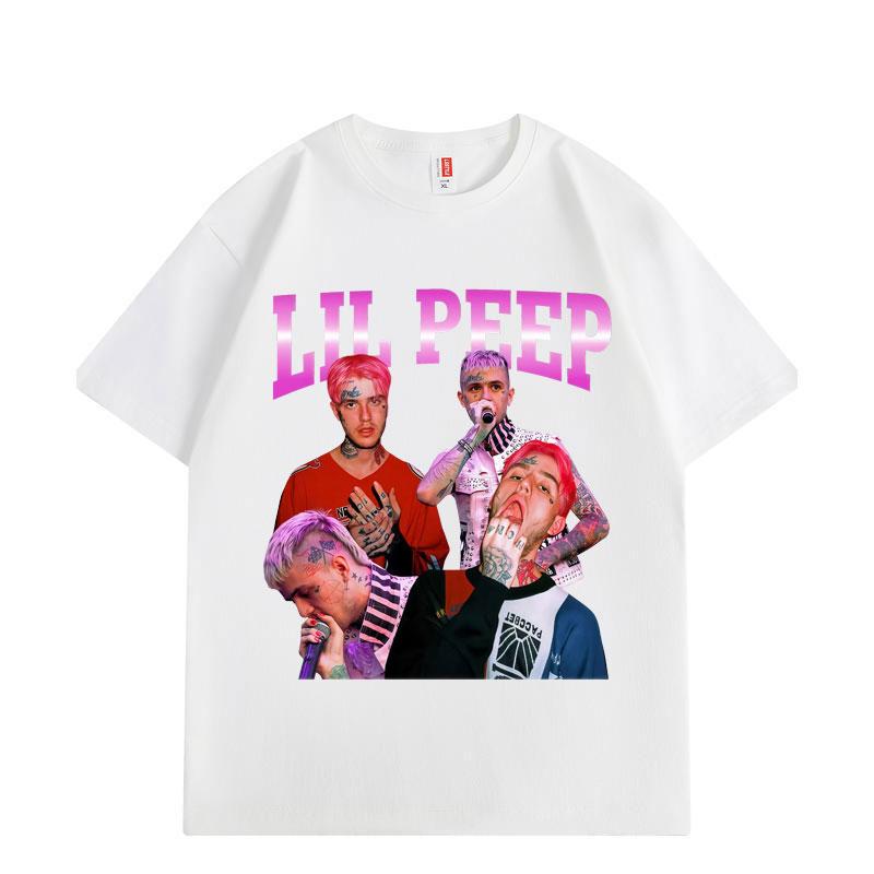 Koszulki z grafiką rapera Lil Peep Moda Hip Hop Krótki rękaw Koszulki Letnie Luźne Bawełniana Koszulka Unisex Y2k Streetwear