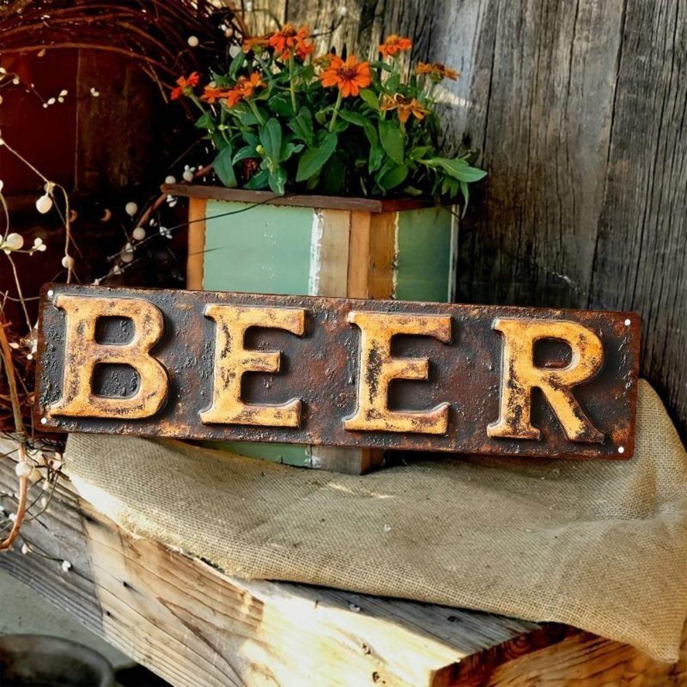 Retro Metal Wall Art for Home Office Beer Bar Decor
