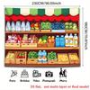 2D Kids Room Tapestry, Grocery Store Shelves with Vegetables & Drinks Decor