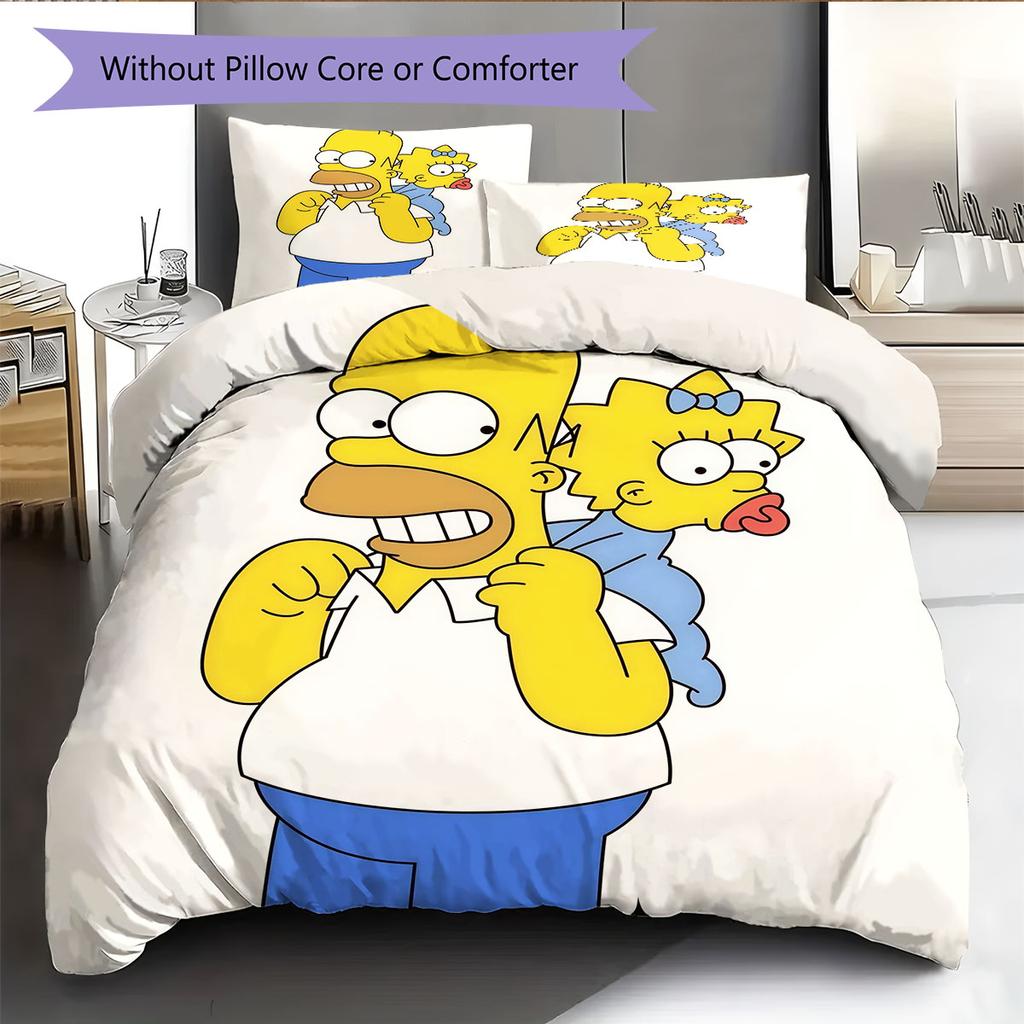 Maggie Simpson Pattern Bedding Home Decoration Birthday Gift ( 1 Duvet Cover + 2 Pillowcase, Without Core),fan Merchandise.