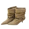 Pointed short boots women's thin heel boots autumn and winter women's boots thin boots high heels suede short boots women's black