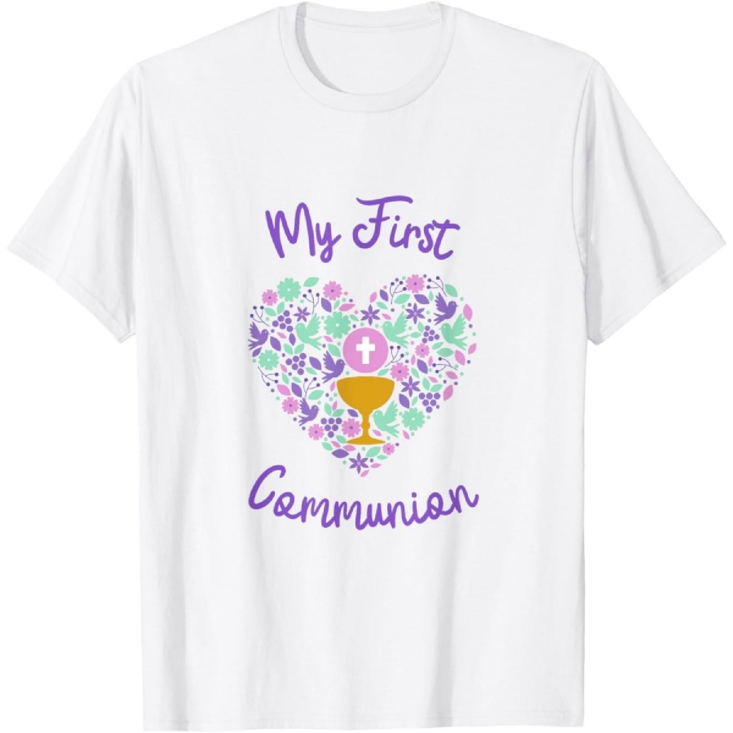 Футболка для христиан, католических мальчиков и девочек, посвященная Первому Святому Причастию S