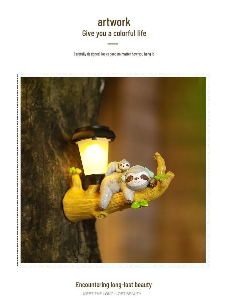 Solar LED Hanging Squirrel & Sloth Garden Light - Outdoor Decorative Cartoon Animal