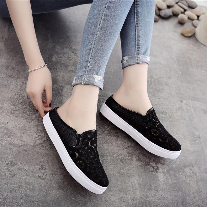 Dámské letní boty baotou protiskluzové měkké dno jednobarevné boty outdoorové ležérní polobotky síťovina patchwork