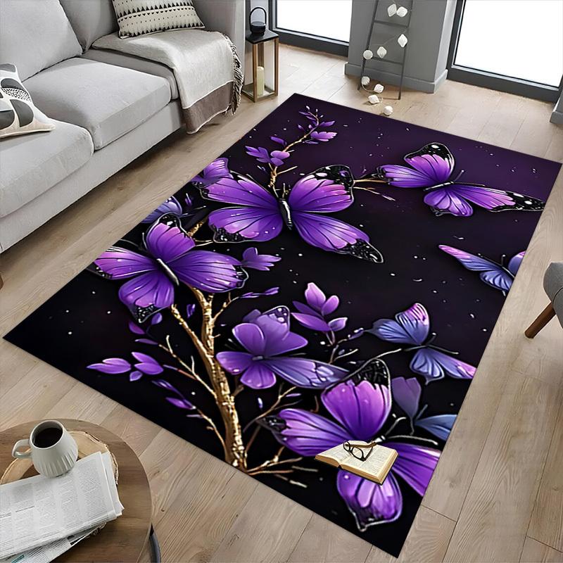 1PC Butterfly Flowers Carpet Ultra Soft, Thick & Absorbent, Non Slip Machine Washable Mat for Entryway
