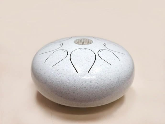 Healing Drum, Steel Tongue Drum, 8 Notes, Flower of Life Design, 30cm, Meditation, Yoga, Music Therapy, Includes Mallets and Storage Bag