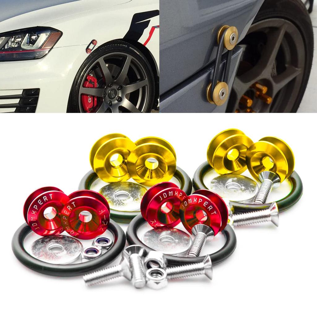 Xotic Tech JDM Quick Release Fastener for Car Bumper Trunk Fender Hatch Lid (Red+Gold)