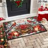 1pc, Christmas Holiday Doormat, Merry Christmas Red Cardinal Birds Winter Scene, Poinsettia Pine Cone Red Berry Gift Box Candle Festive Ornaments Patt