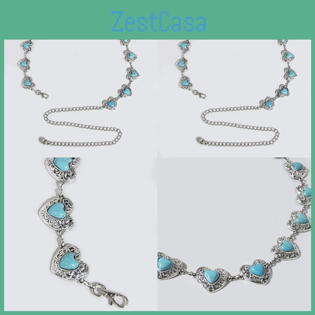 Metal Women Waist Chain With Heart Shaped Turquoise For Chic Accessories Winter