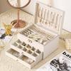 Classic Leather Jewelry Box With Multiple Layers For Elegant Storage Of Earrings Rings And Necklaces
