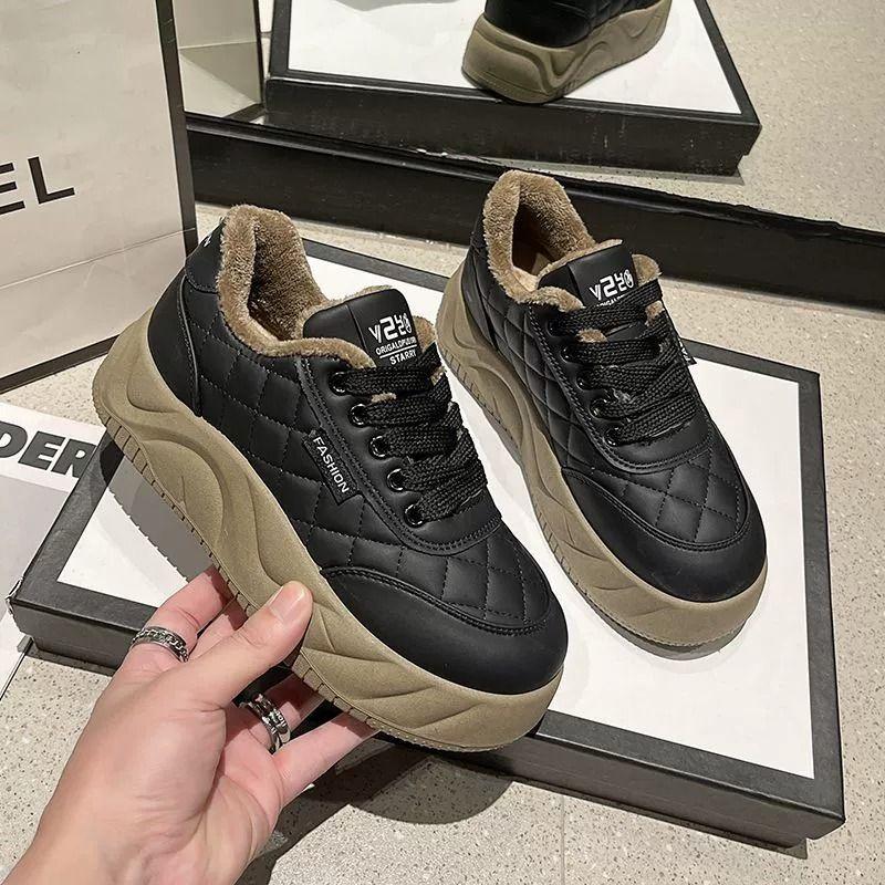 

Platform bread shoes women s 2025 winter new versatile soft-soled casual shoes with cotton niche round head casual board shoes women s shoes 35 чёрный