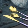 Couverts en acier inoxydable 304, ensemble de couverts, fourchette, couteau, cuillère à Dessert, vaisselle de cuisine, vaisselle en argent, violet et or