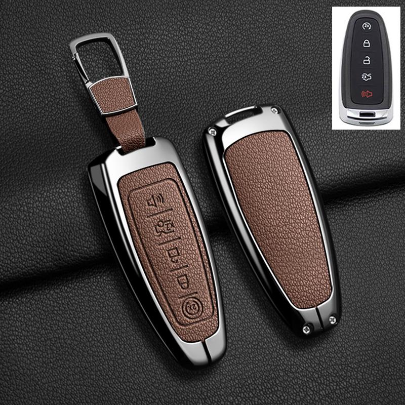 

Автомобильный кожаный чехол-брелок из цинкового сплава для Ford Edge Explorer Escape Focus Taurus Flex Lincoln Navigator Защитный брелок