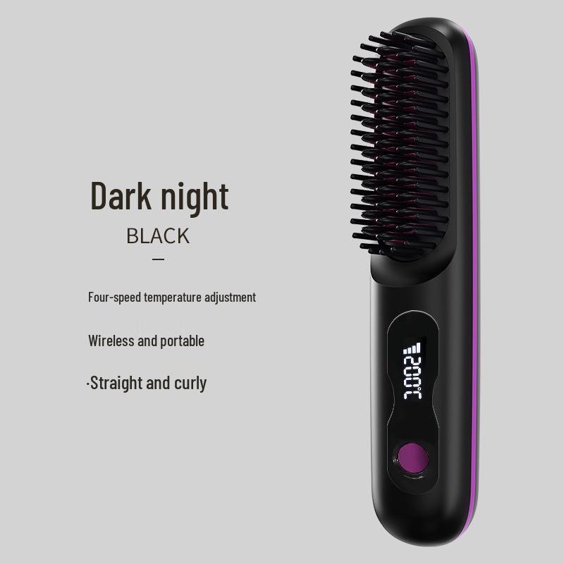 Wireless LCD Hair Straightening Comb with Negative Ion Technology - Portable, Non-Damaging Electric Comb for Safe Hair Styling