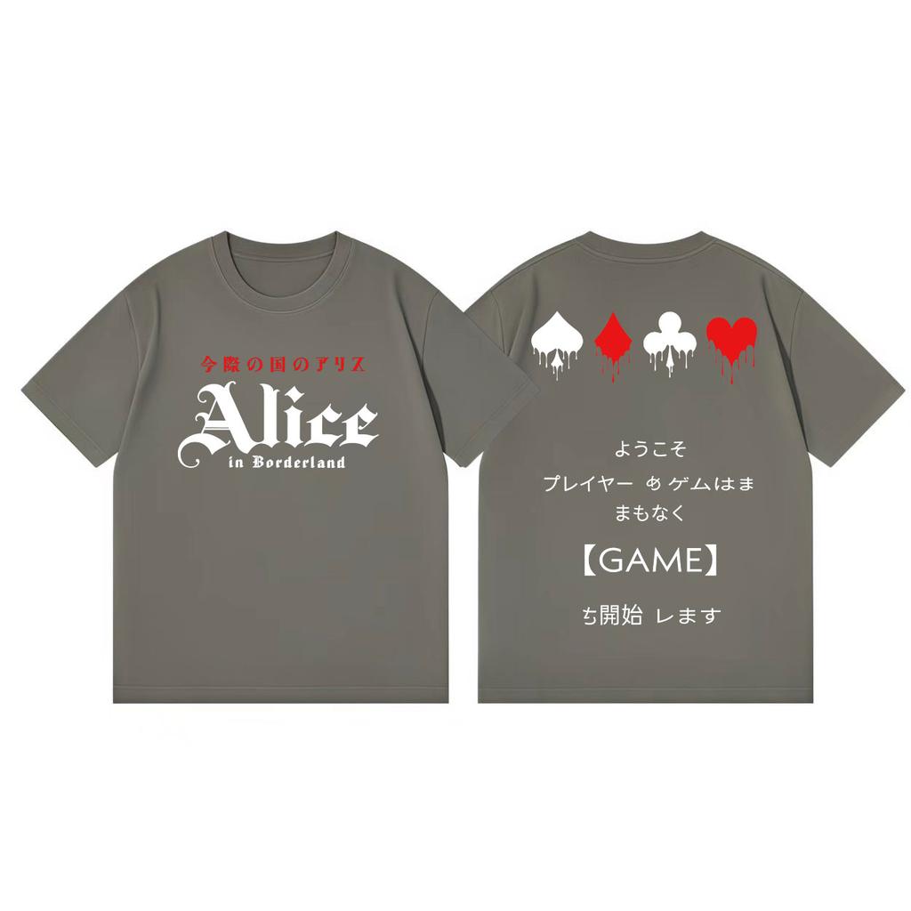 TV Play Alice in Borderland Double Sided Print T Shirts Harajuku Fashion Short Sleeve Tshirts Men Women Casual Cotton Tshirt