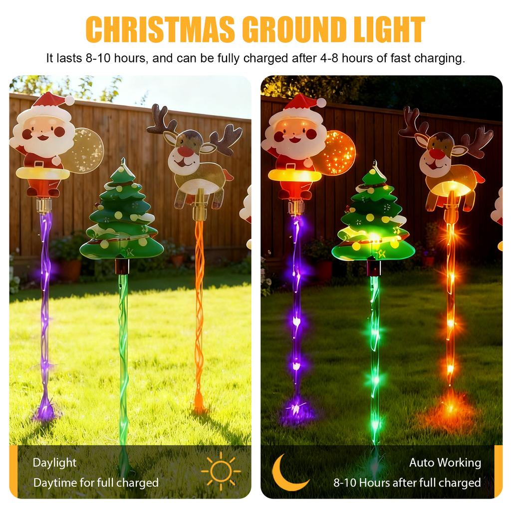 6-Pack Christmas Pathway Lights Solar Christmas Garden Stake Lights Outdoor Yard Lights for Xmas Decorations Outdoor Yard Patio