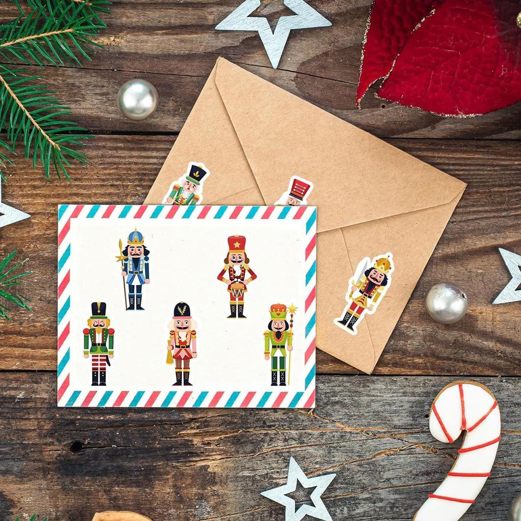 Christmas Stickers Bulk 500 Pcs Nutcracker Paper Decals Scrapbook Pack Journal Diary Laptop Decal Cars Bumper Decor Xmas Gifts