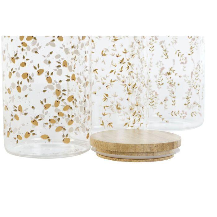 Bocal Silicone Bambou Verre Borosilicaté Shabby Chic DKD Home Decor (x2)