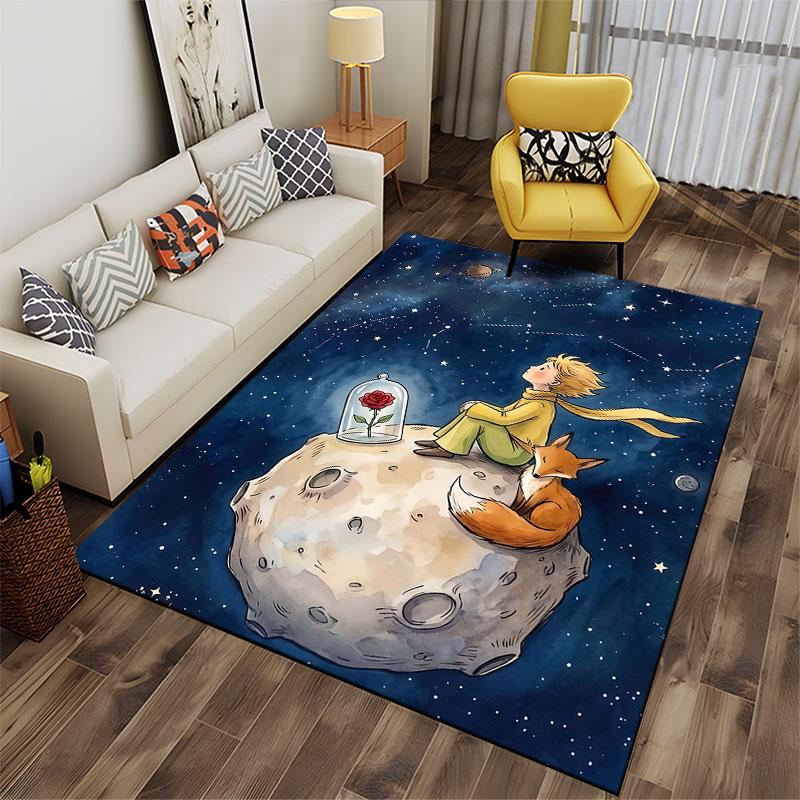 Little Prince and Fox Galaxy Scene suitable as a non-slip mat for the living room or bedroom sofa