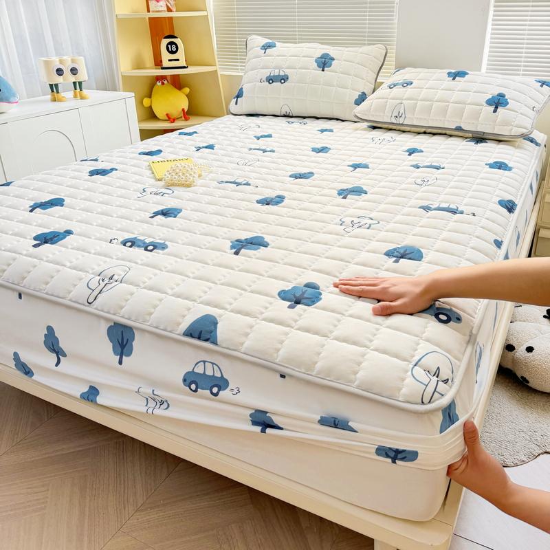 Thick Mattress Cover Cartoon Style Bedspread Quilted Bed Cover for Home Adults Kids Bed Linen fundas de colchón (No Pillowcase)