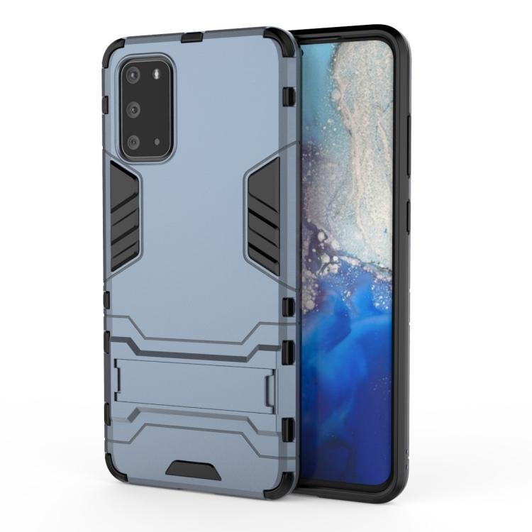 Shockproof PC + TPU Protective Case with Invisible Holder For Samsung Galaxy S20+ синий