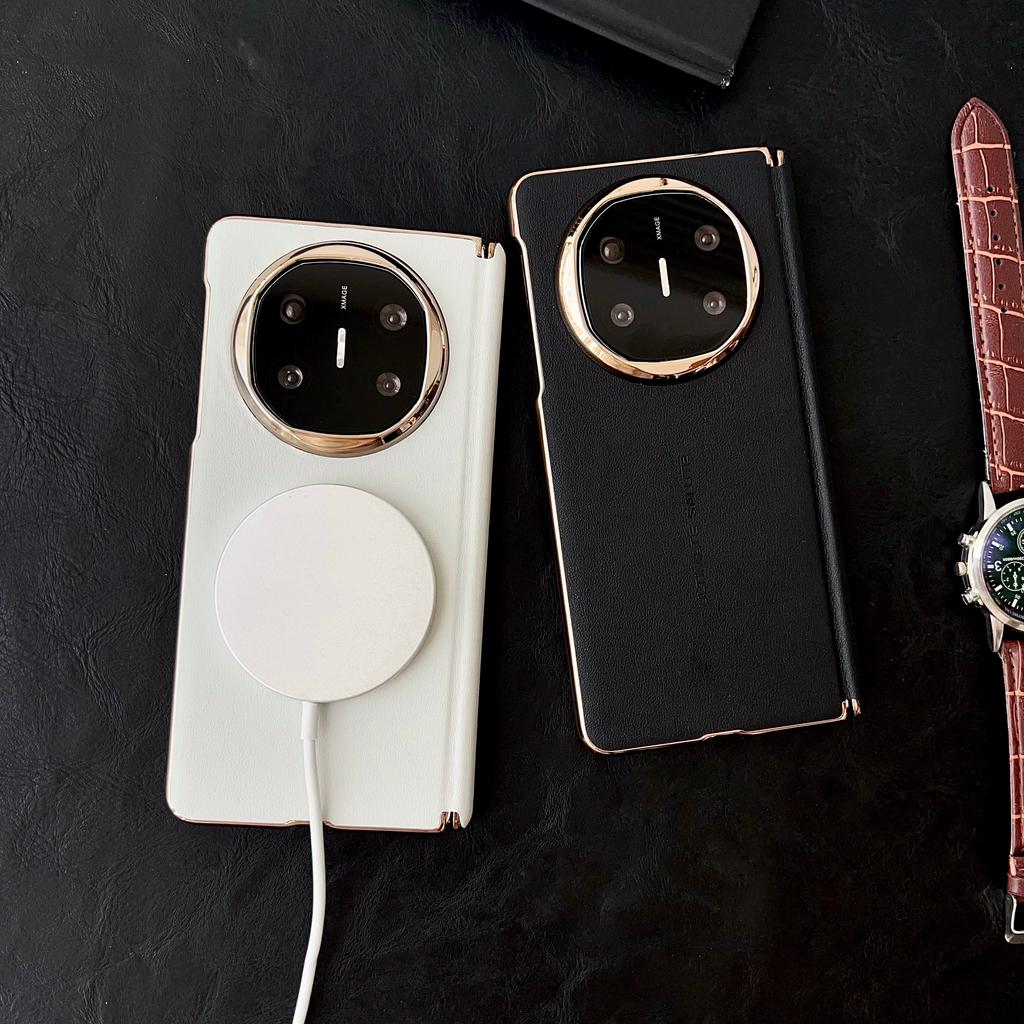 Für Huawei Mate X6 Schlichtes Leder Magnetisch Anti-Drop Anti-Fingerabdruck Magnetisch Kabelloses Laden Handyhülle