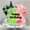 Witch Party Supplies Crown Witch Hat Pink Green Mini Balls Cake Topper Halloween Cake Decoration Balls for Birthday Cake Decor