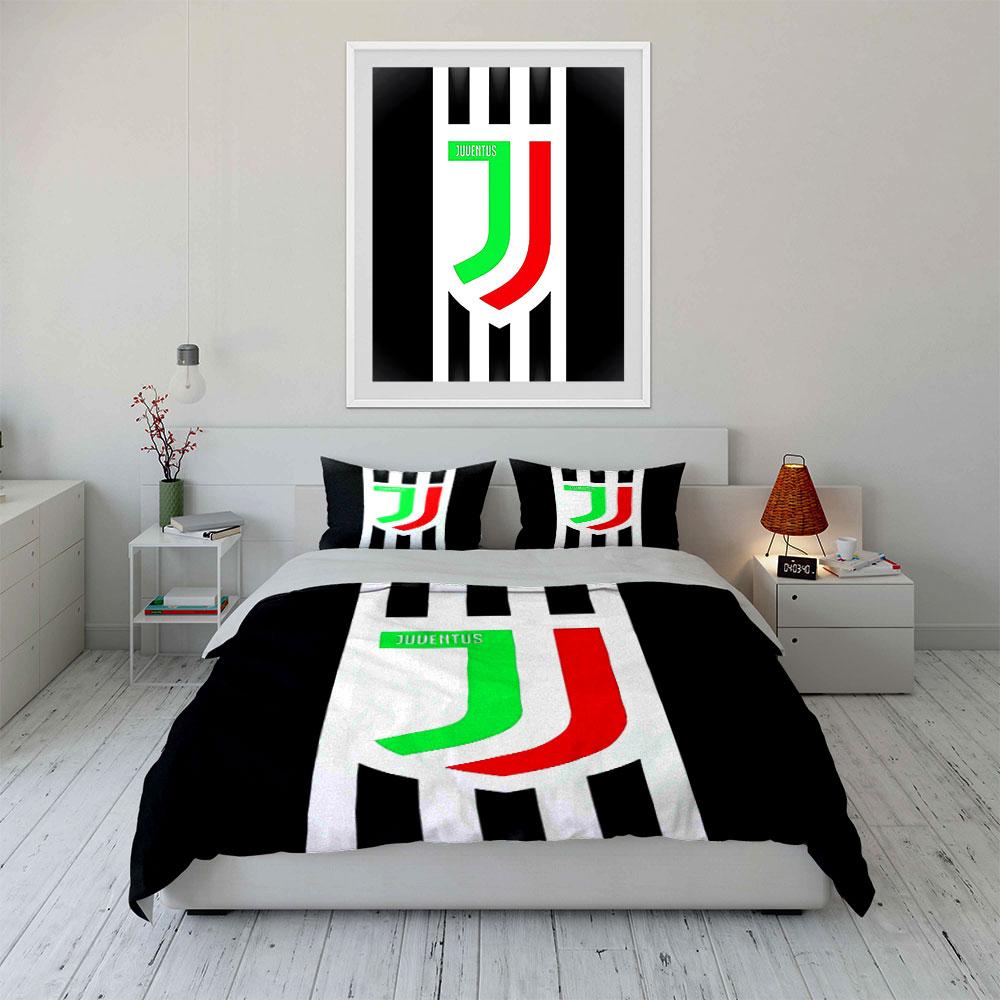 Juventus Black Striped Bedding Bedding Duvet Cover Set Duvet Cover Pillowcases  (1 * Duvet Cover 2 * Pillowcases, without duvet insert)