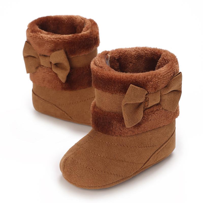 0-18M Babyschuhe Mädchen Winter Plüsch Komfort Schneestiefel Niedliche Schleife Baumwollschuhe Baby Weichbesohlt Rutschfest Kleinkindschuhe